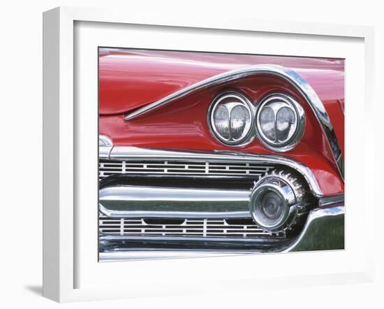 Chrome Lights on Red Car-null-Framed Photographic Print