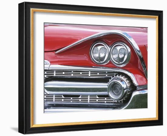 Chrome Lights on Red Car-null-Framed Photographic Print