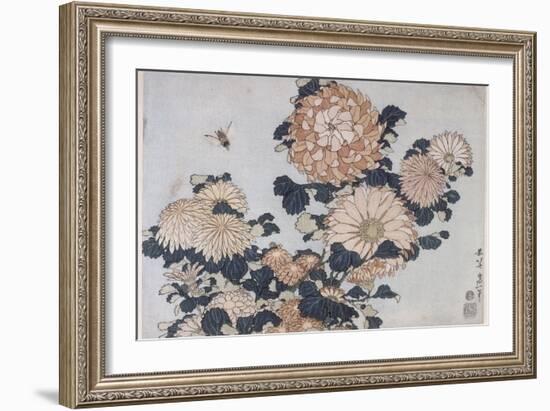 Chrysanthèmes et taon-Katsushika Hokusai-Framed Giclee Print