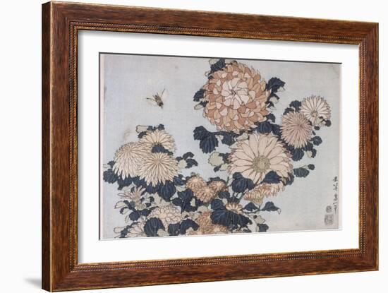 Chrysanthèmes et taon-Katsushika Hokusai-Framed Giclee Print