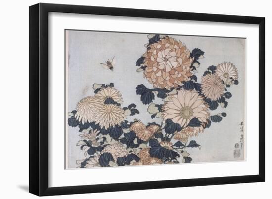 Chrysanthèmes et taon-Katsushika Hokusai-Framed Giclee Print