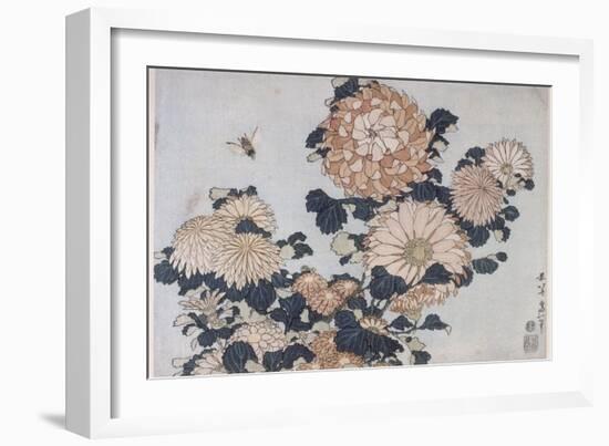 Chrysanthèmes et taon-Katsushika Hokusai-Framed Giclee Print