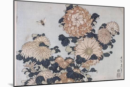 Chrysanthèmes et taon-Katsushika Hokusai-Mounted Giclee Print