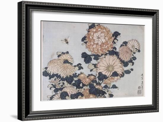 Chrysanthèmes et taon-Katsushika Hokusai-Framed Giclee Print