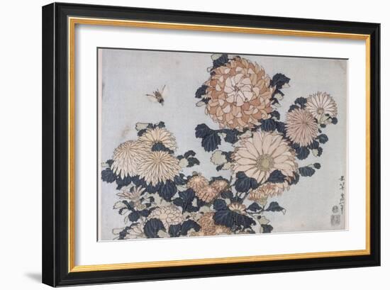 Chrysanthèmes et taon-Katsushika Hokusai-Framed Giclee Print