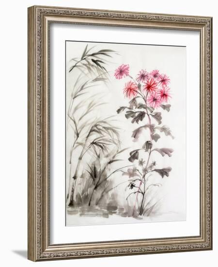 Chrysanthemum and Bamboo-Surovtseva-Framed Art Print