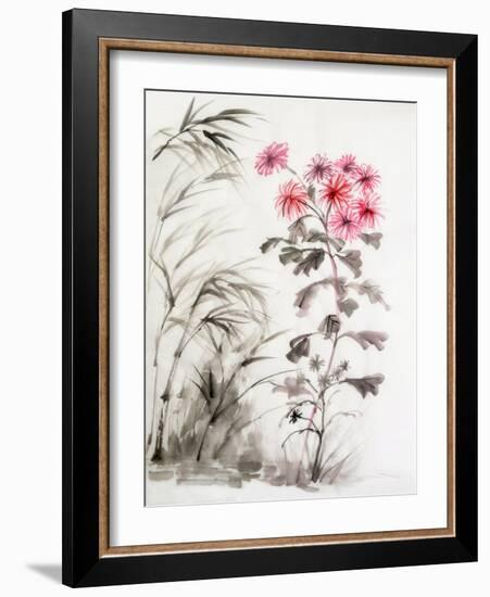 Chrysanthemum and Bamboo-Surovtseva-Framed Art Print