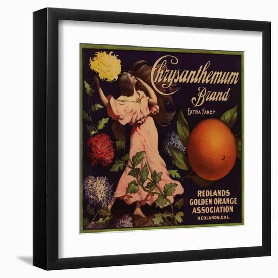 Chrysanthemum Brand - Redlands, California - Citrus Crate Label-Lantern Press-Framed Art Print