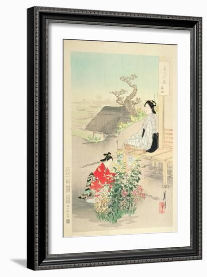 Chrysanthemum Garden', from the Series 'Beauties Competing with Flowers', 1893-Ogata Gekko-Framed Giclee Print