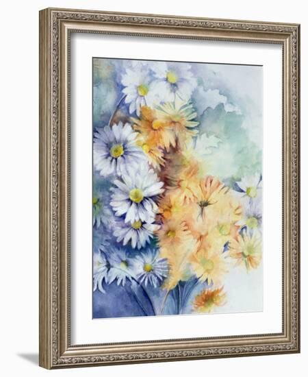 Chrysanthemum, White and Apricot-Karen Armitage-Framed Giclee Print