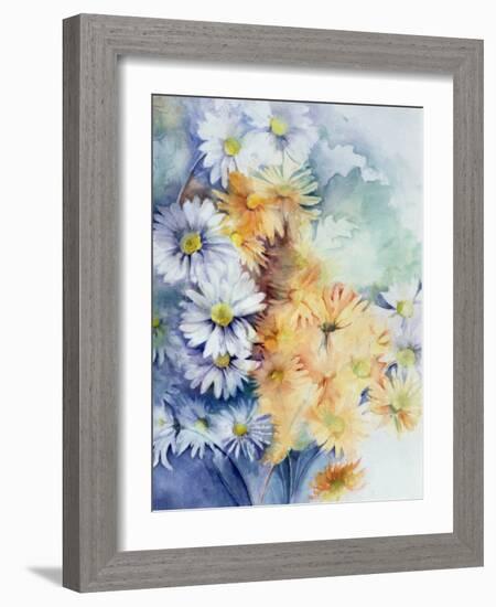 Chrysanthemum, White and Apricot-Karen Armitage-Framed Giclee Print