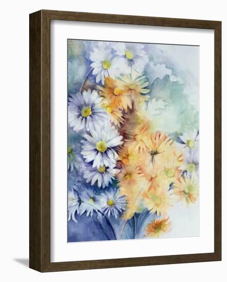 Chrysanthemum, White and Apricot-Karen Armitage-Framed Giclee Print