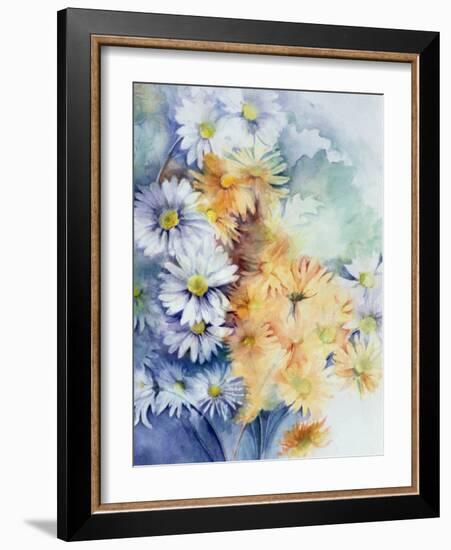 Chrysanthemum, White and Apricot-Karen Armitage-Framed Giclee Print