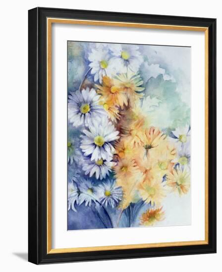 Chrysanthemum, White and Apricot-Karen Armitage-Framed Giclee Print