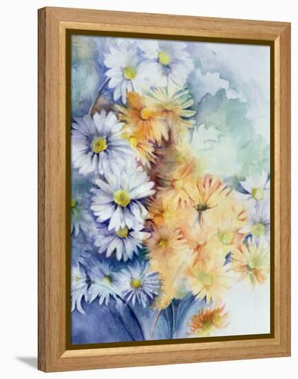 Chrysanthemum, White and Apricot-Karen Armitage-Framed Premier Image Canvas