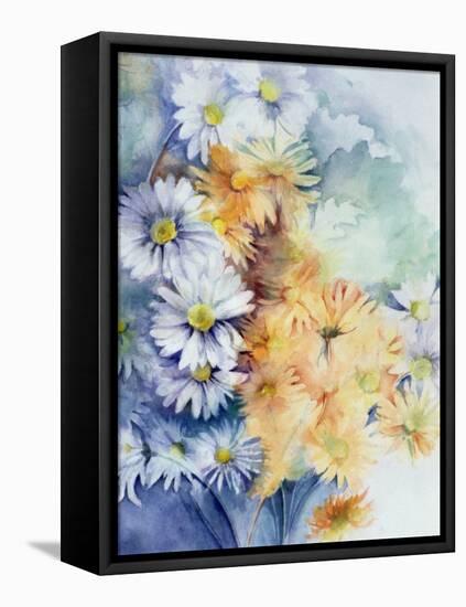 Chrysanthemum, White and Apricot-Karen Armitage-Framed Premier Image Canvas