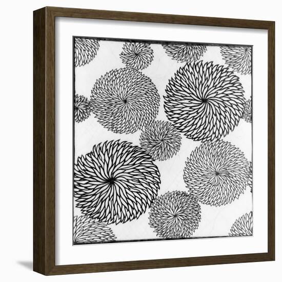 Chrysanthemums, a Stencil for Printing on Cotton-null-Framed Giclee Print