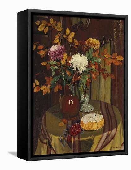 Chrysanthemums and Autumn Foilage; Chrysanthemes Et Feuillage D'Automne, 1922-Felix Edouard Vallotton-Framed Premier Image Canvas