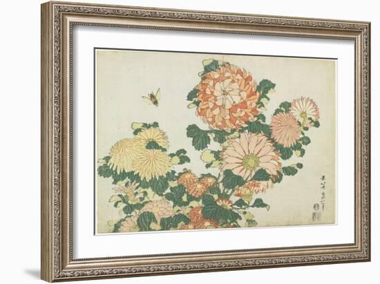 Chrysanthemums and Horsefly, C. 1832-Katsushika Hokusai-Framed Giclee Print