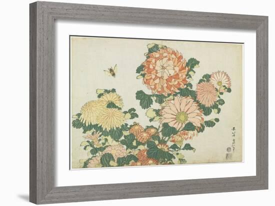 Chrysanthemums and Horsefly, C. 1832-Katsushika Hokusai-Framed Giclee Print