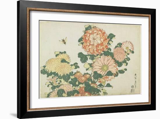 Chrysanthemums and Horsefly, C. 1832-Katsushika Hokusai-Framed Giclee Print