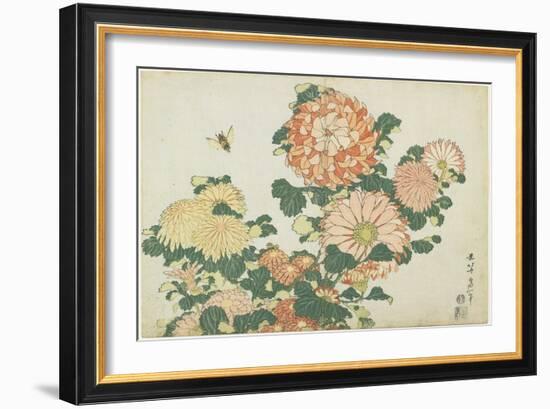 Chrysanthemums and Horsefly, C. 1832-Katsushika Hokusai-Framed Giclee Print