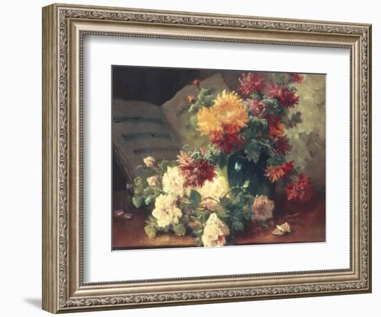 Chrysanthemums and Roses-Eugene Henri Cauchois-Framed Giclee Print