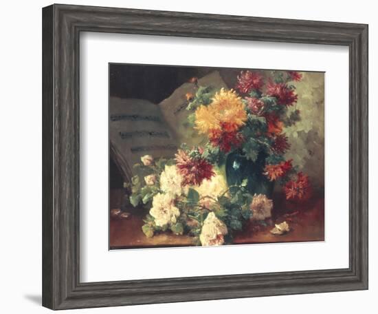 Chrysanthemums and Roses-Eugene Henri Cauchois-Framed Giclee Print