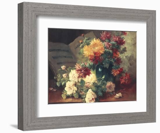 Chrysanthemums and Roses-Eugene Henri Cauchois-Framed Giclee Print