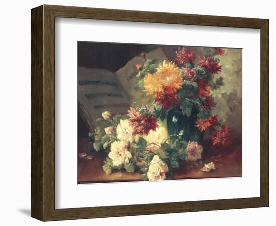 Chrysanthemums and Roses-Eugene Henri Cauchois-Framed Giclee Print