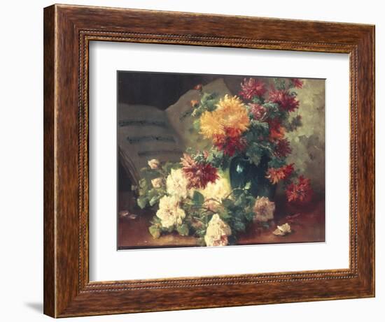 Chrysanthemums and Roses-Eugene Henri Cauchois-Framed Giclee Print