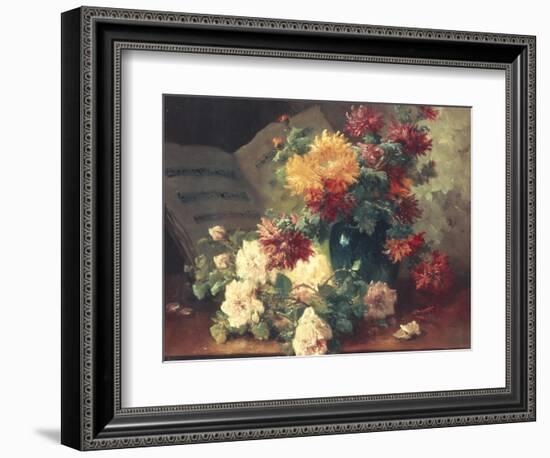 Chrysanthemums and Roses-Eugene Henri Cauchois-Framed Giclee Print