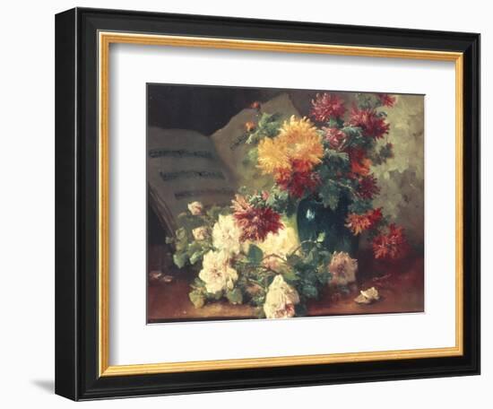 Chrysanthemums and Roses-Eugene Henri Cauchois-Framed Giclee Print