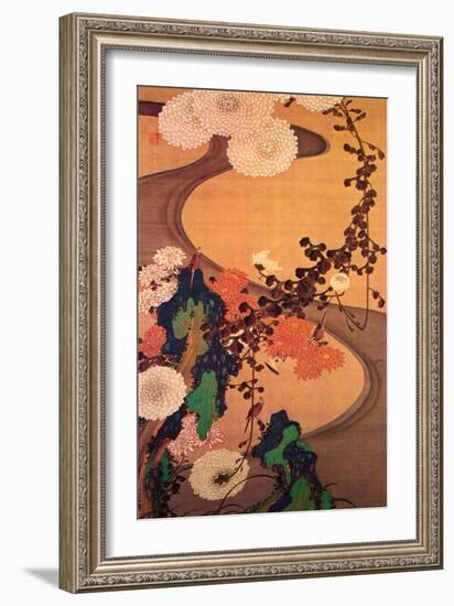 Chrysanthemums by a Stream with Rocks-Jakuchu Ito-Framed Giclee Print