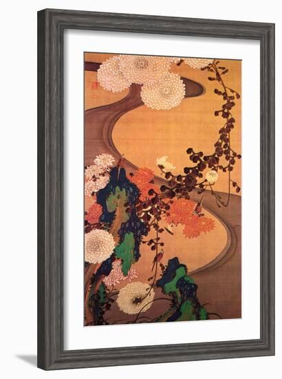 Chrysanthemums by a Stream with Rocks-Jakuchu Ito-Framed Giclee Print