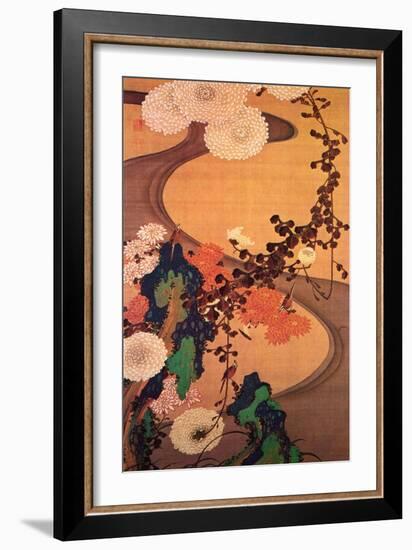 Chrysanthemums by a Stream with Rocks-Jakuchu Ito-Framed Giclee Print