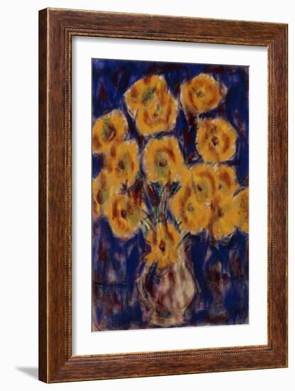 Chrysanthemums; Chrysanthemen, 1919 (Gouache on Paper)-Christian Rohlfs-Framed Giclee Print