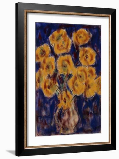 Chrysanthemums; Chrysanthemen, 1919 (Gouache on Paper)-Christian Rohlfs-Framed Giclee Print