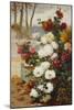 Chrysanthemums in a Walled Garden-Eugene Henri Cauchois-Mounted Giclee Print