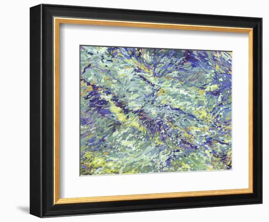 Chrysanthemums Reflecting on a Babbling Brook-Margaret Juul-Framed Art Print