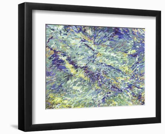 Chrysanthemums Reflecting on a Babbling Brook-Margaret Juul-Framed Art Print