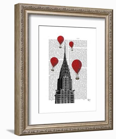 Chrysler Building and Red Hot Air Balloons-Fab Funky-Framed Art Print