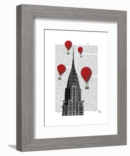 Chrysler Building and Red Hot Air Balloons-Fab Funky-Framed Art Print