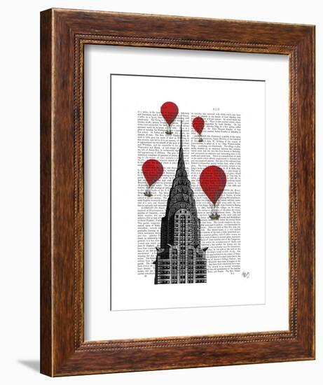 Chrysler Building and Red Hot Air Balloons-Fab Funky-Framed Art Print