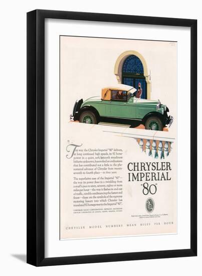 Chrysler Imperial, Magazine Advertisement, USA, 1927--Framed Giclee Print