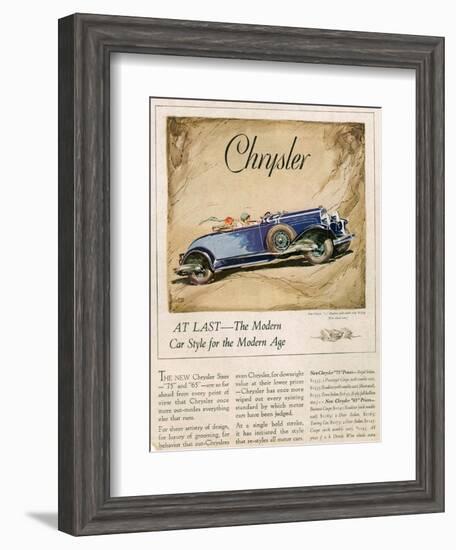 Chrysler, Magazine Advertisement, USA, 1928-null-Framed Giclee Print