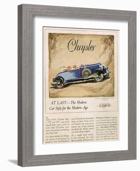 Chrysler, Magazine Advertisement, USA, 1928-null-Framed Giclee Print