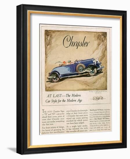 Chrysler, Magazine Advertisement, USA, 1928-null-Framed Giclee Print