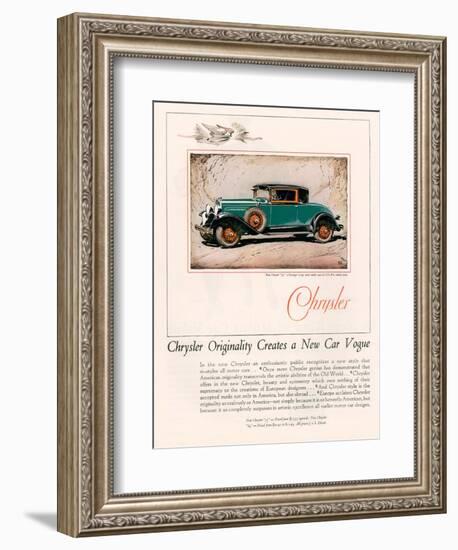 Chrysler, Magazine Advertisement, USA, 1928-null-Framed Giclee Print