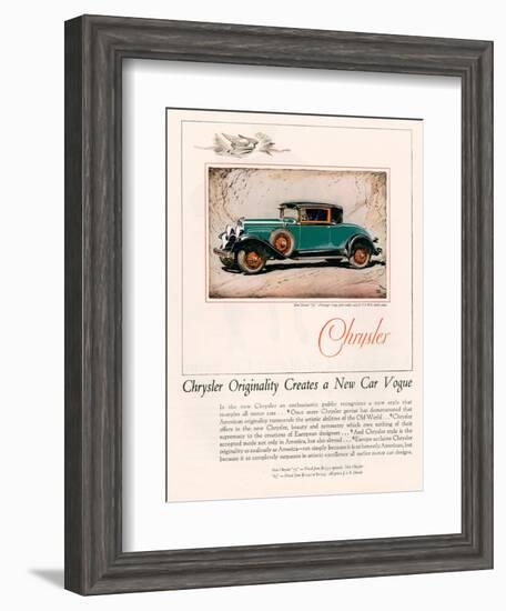 Chrysler, Magazine Advertisement, USA, 1928-null-Framed Giclee Print